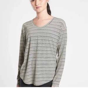 Athleta Womens Cloudlight Stratus Striped Long Sleeve Knit Top EUC Large
